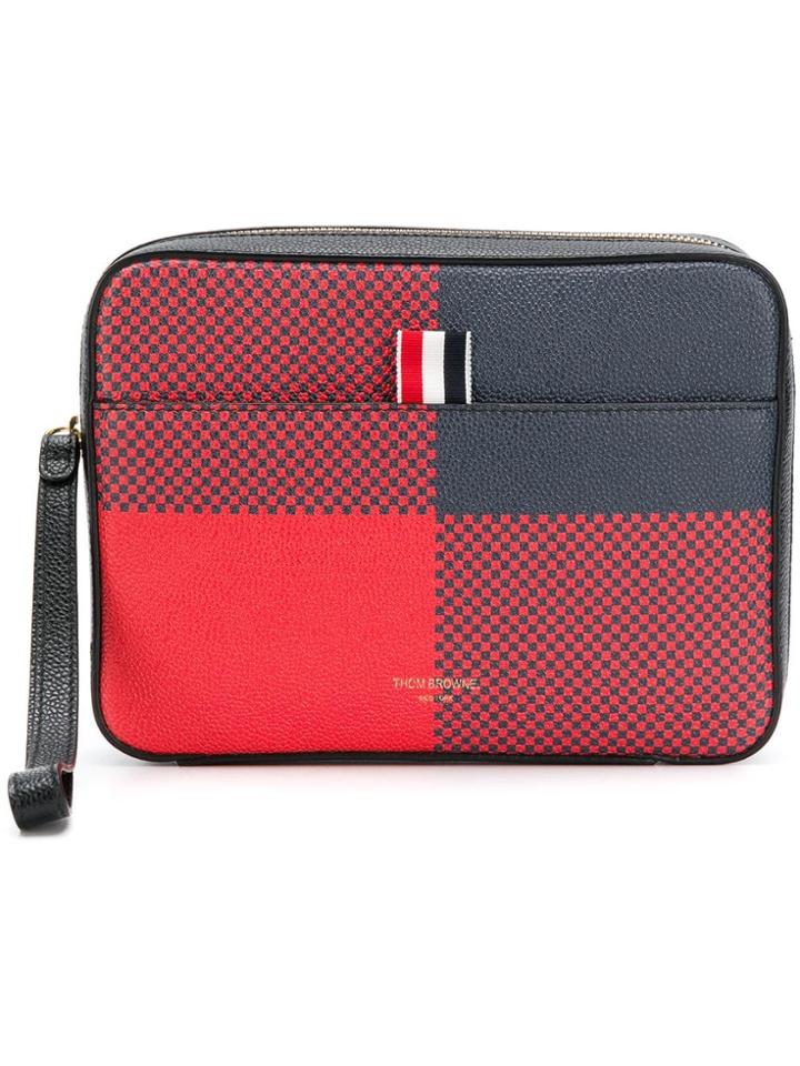 Thom Browne Printed Plaid Leather Dopp Kit - Multicolour