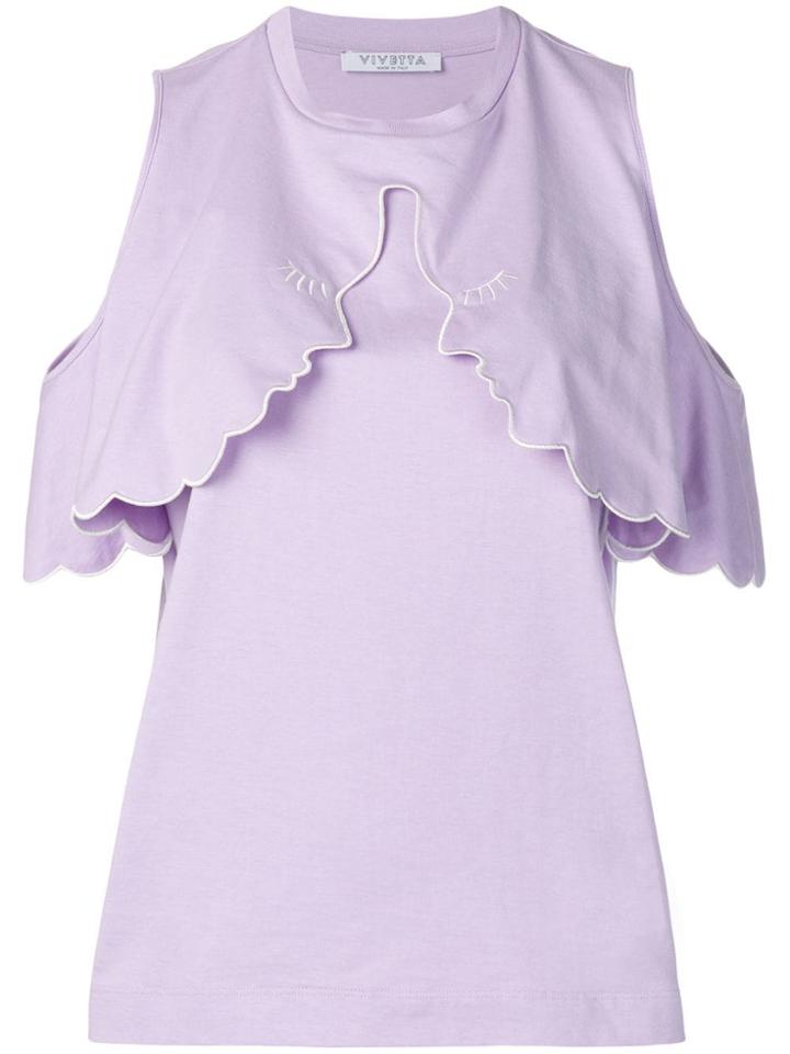 Vivetta Ruffle Detail T-shirt - Purple