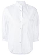 Xacus Crop Sleeve Button-up Shirt, Women's, Size: 40, White, Cotton/polyamide/spandex/elastane