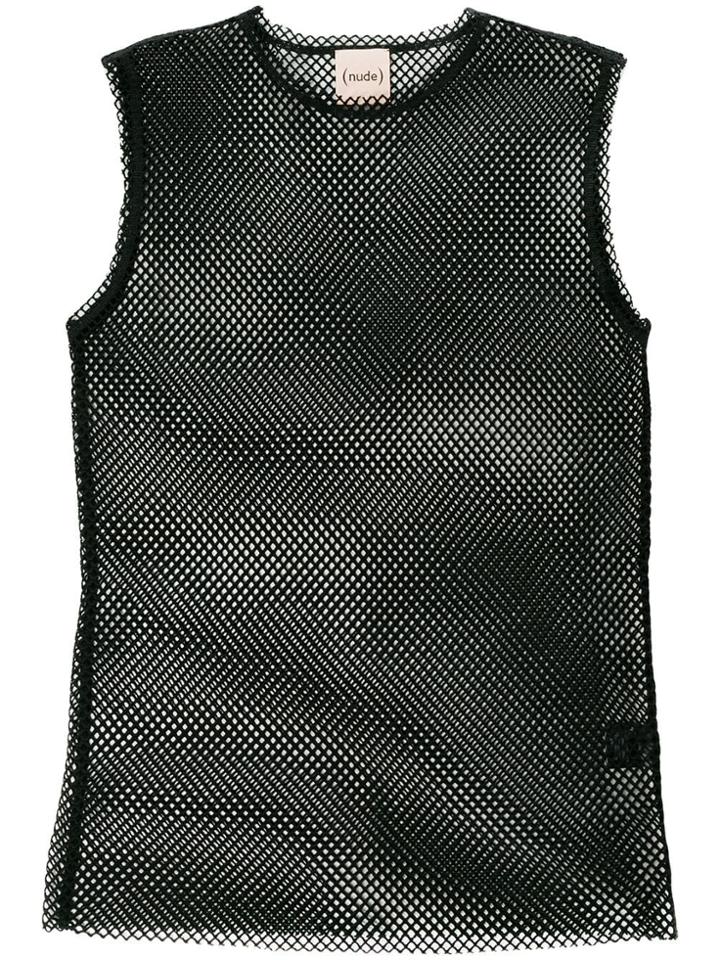 Nude Mesh Vest Top - Black