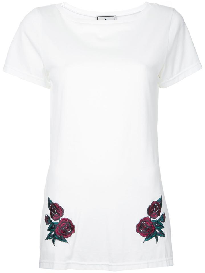 Maison Mihara Yasuhiro Flower Embroidered Long T-shirt - White