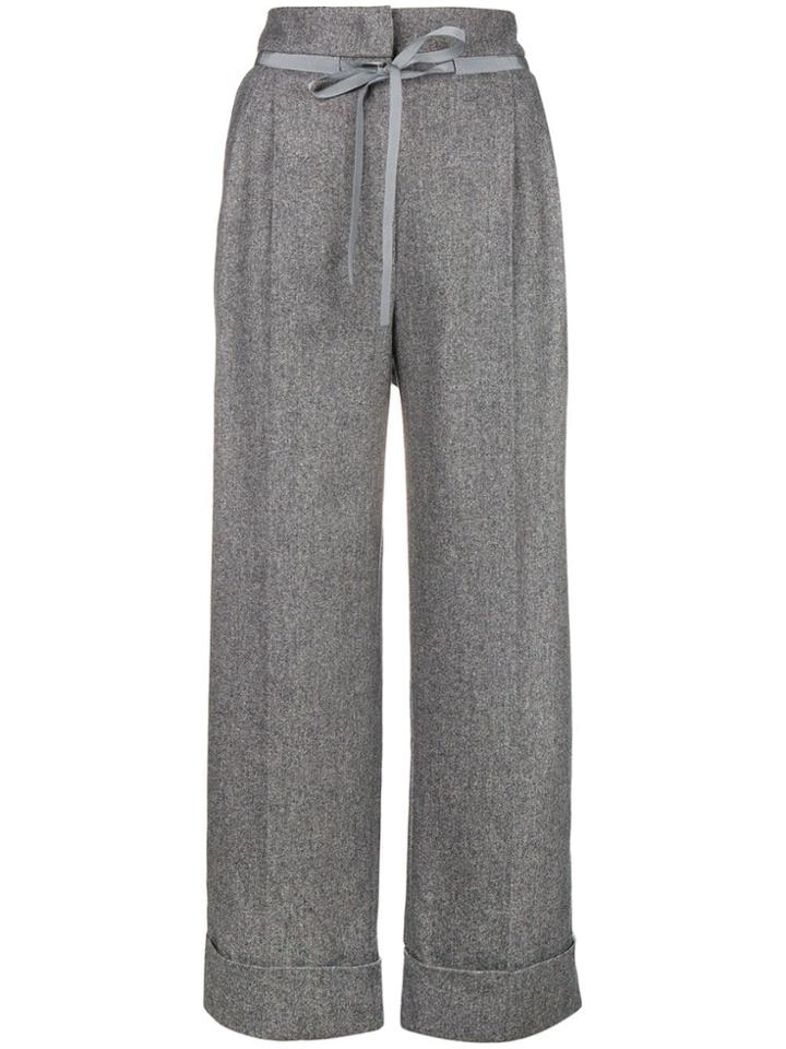 Giorgio Armani Tie Fastening Cropped Trousers - Grey