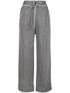 Giorgio Armani Tie Fastening Cropped Trousers - Grey
