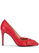 Paule Ka Leather Pointed Toe Pumps - Red