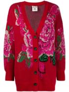 Semicouture Floral Print Cardigan - Red