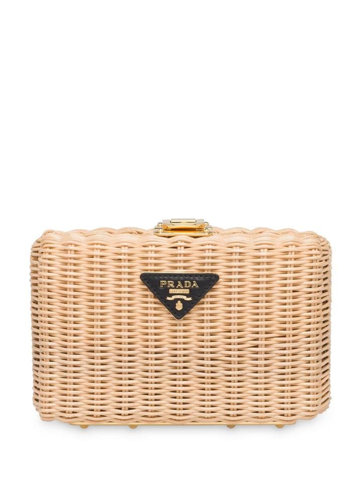 Prada Wicker Clutch Bag - Neutrals