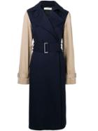 Victoria Beckham Contrast Sleeve Fitted Coat - Blue