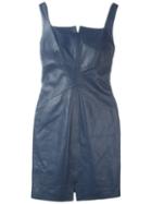 Romeo Gigli Vintage Mini Leather Dress, Women's, Size: 44, Blue