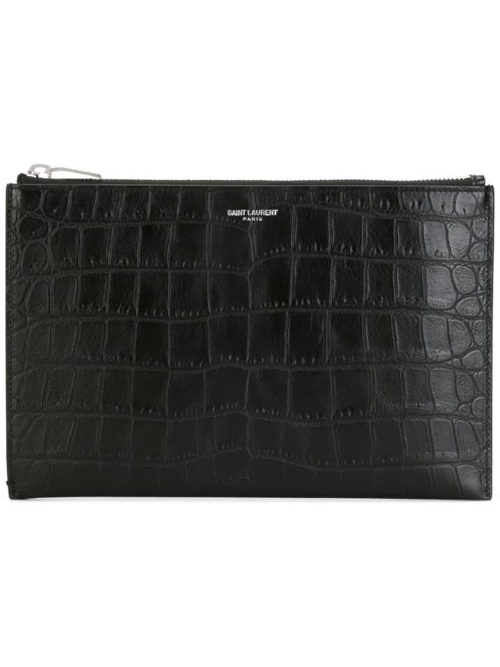 Saint Laurent Crocodile Embossed Clutch