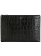 Saint Laurent Crocodile Embossed Clutch