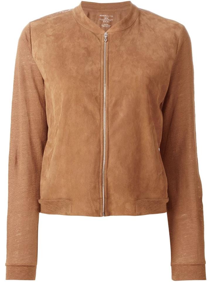 Majestic Filatures Leather Panel Bomber Jacket