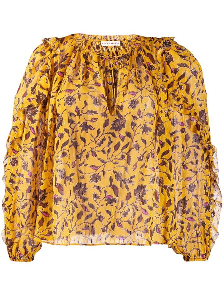 Ulla Johnson Floral Long-sleeve Blouse - Yellow