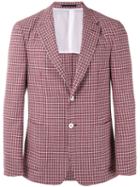 Z Zegna - Checked Blazer - Men - Wool/polyamide/linen/flax/cupro - 50, Red, Wool/polyamide/linen/flax/cupro