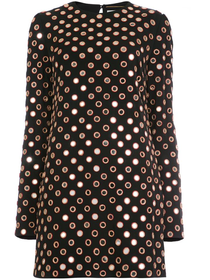 Saint Laurent Eyelet Embellished Dress - Black