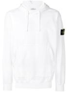 Stone Island Contrasting Logo Patch Hoodie - White