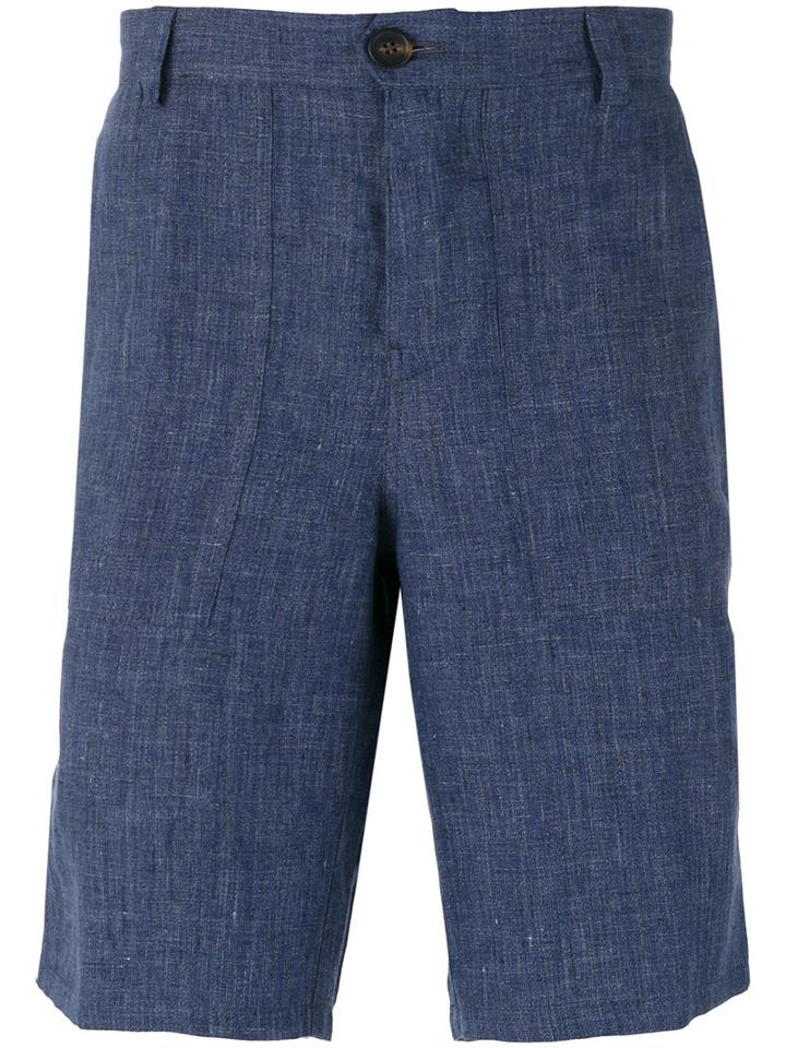 Brunello Cucinelli Knee-length Short, Men's, Size: 54, Blue, Cotton/linen/flax
