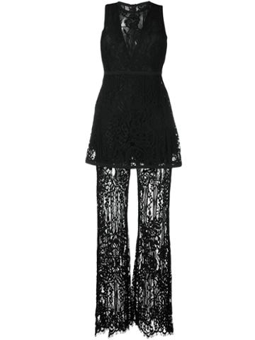 Elie Saab Lace Jumpsuit, Women's, Size: 40, Black, Viscose/polyamide/silk