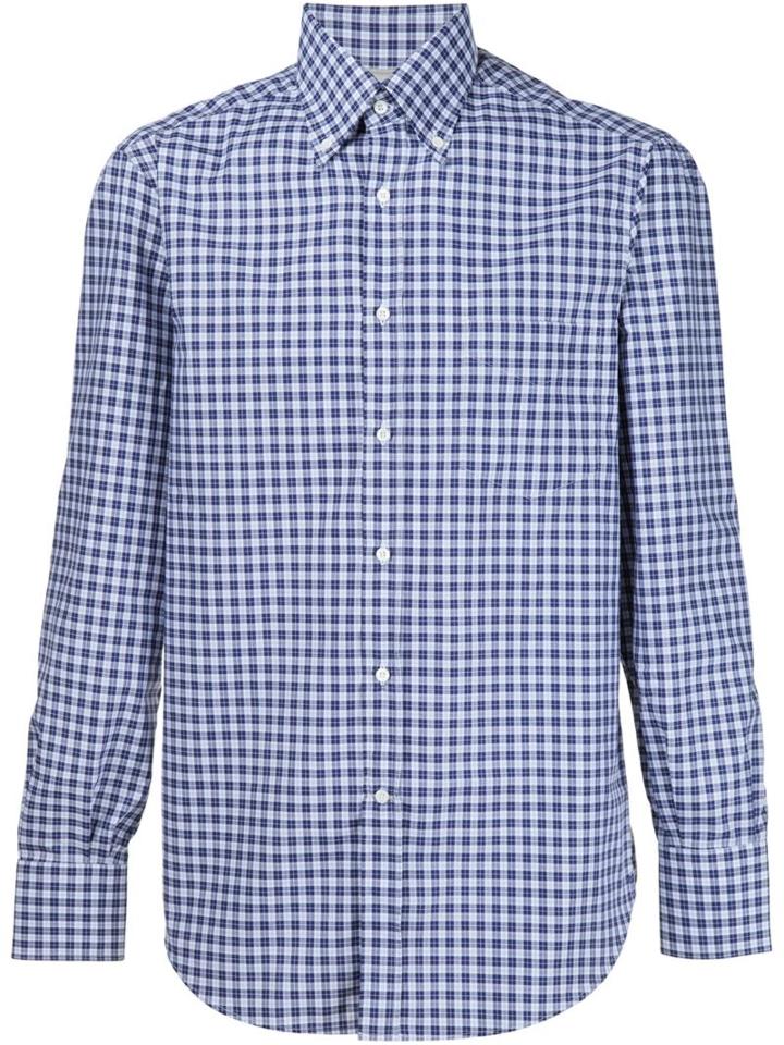 Brunello Cucinelli Checked Shirt, Men's, Size: Xl, Blue, Cotton