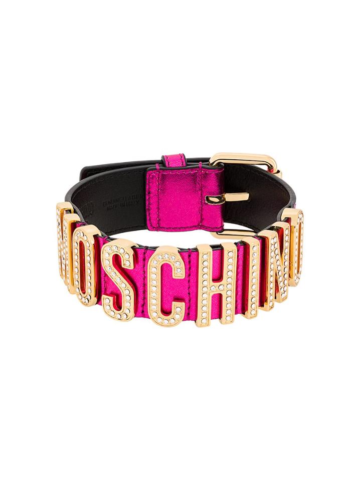 Moschino Embellished Logo Plaque Choker - Pink