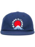 Maison Kitsuné 'mount Fuji' Cap, Adult Unisex, Blue, Cotton/leather/polyester