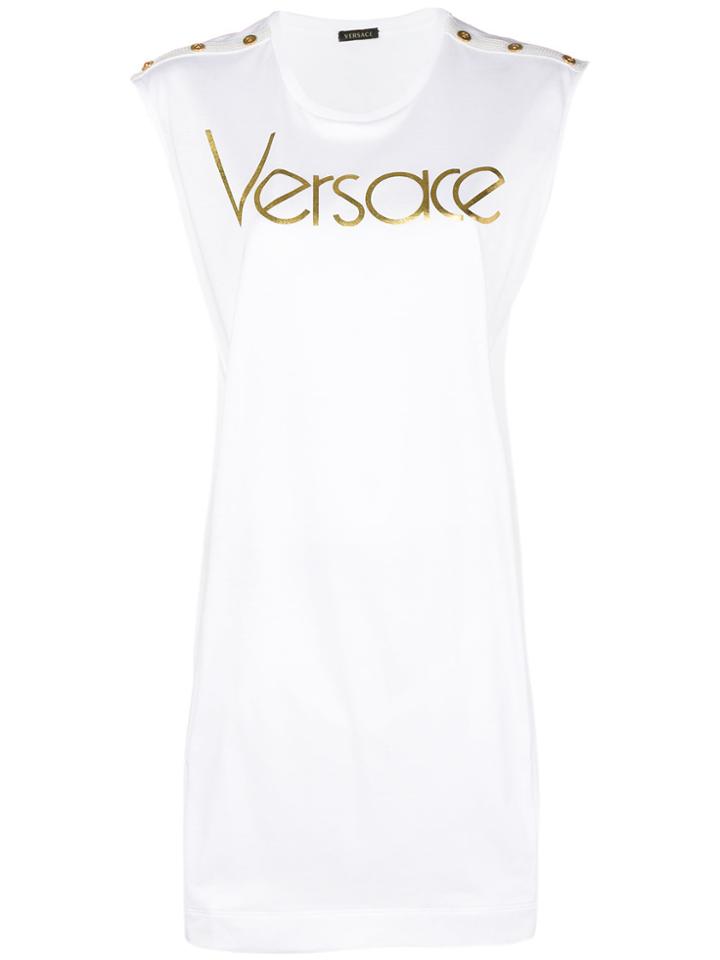Versace Printed Logo Tank Top - White