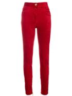 Balmain High-waist Skinny Trousers - Red