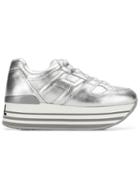 Hogan Striped Platform Sneakers - Silver