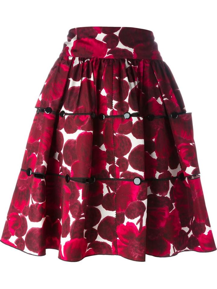 Marc Jacobs Floral Print Skirt, Women's, Size: 6, Pink/purple, Silk/polyester