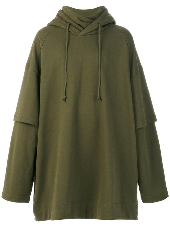 Juun.j Oversized Embroidered Hoodie - Green