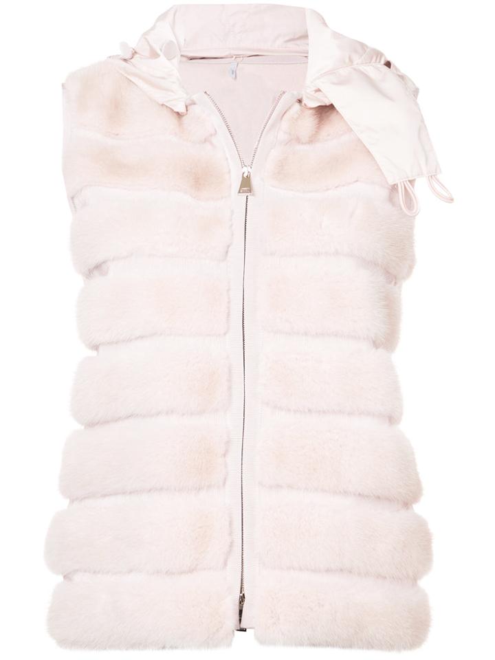 Moncler Fine Animal Hair Trimmed Gilet - Pink & Purple
