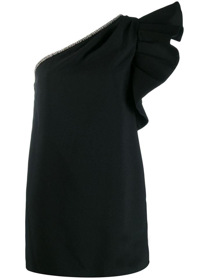 Self-portrait One Shoulder Ruffle Dress - Black