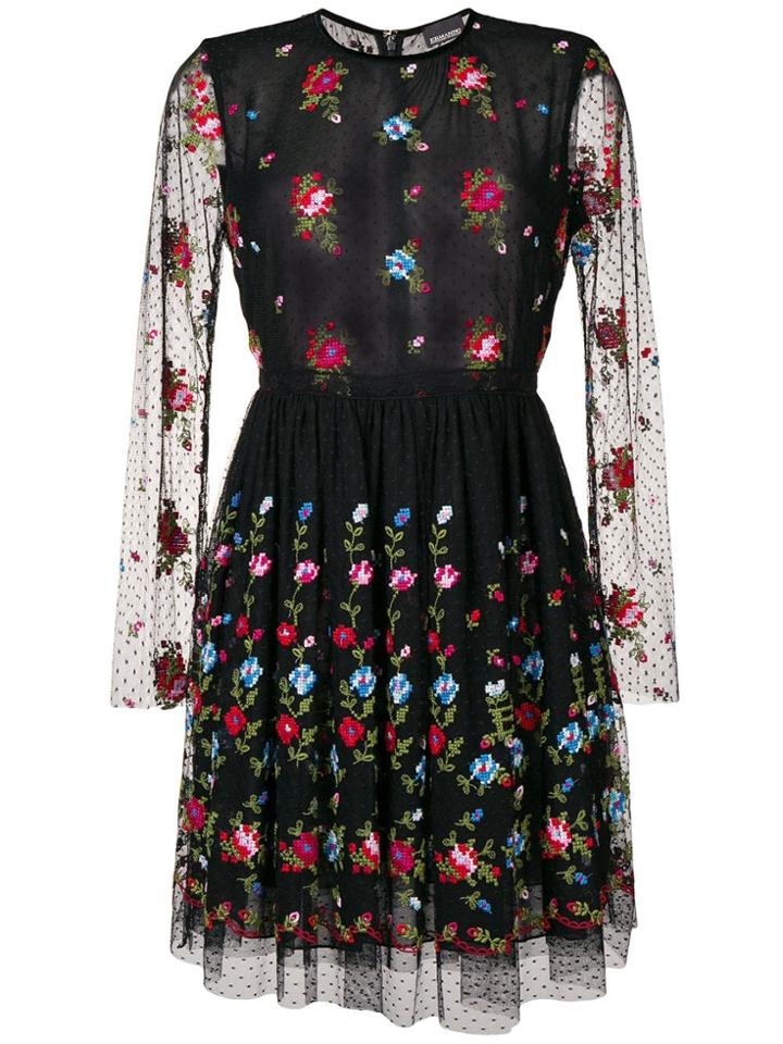 Ermanno Ermanno Floral Tulle Dress - Black