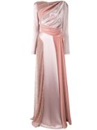 Talbot Runhof Baby Pink Amd Velvet Satin Panel Gown