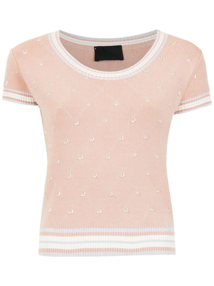 Andrea Bogosian Embroidered Knit Blouse - Pink & Purple