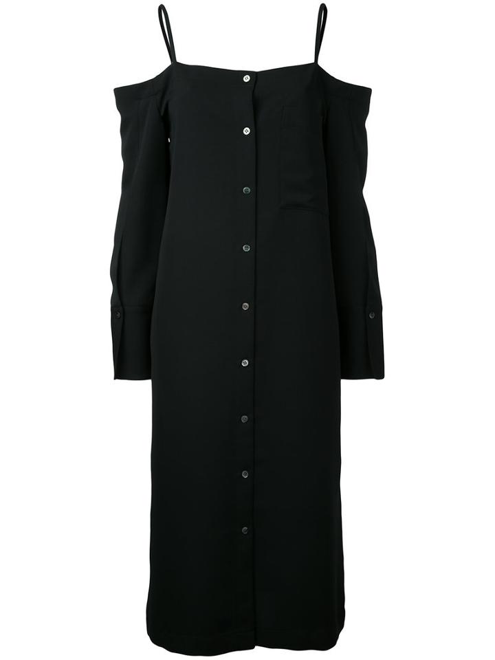 Le Ciel Bleu - Off-shoulder Shirt Dress - Women - Polyester - 36, Black, Polyester