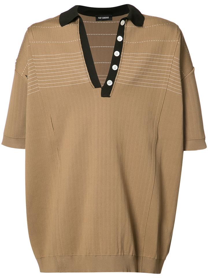 Raf Simons Knitted Polo Shirt, Men's, Brown, Polypropylene