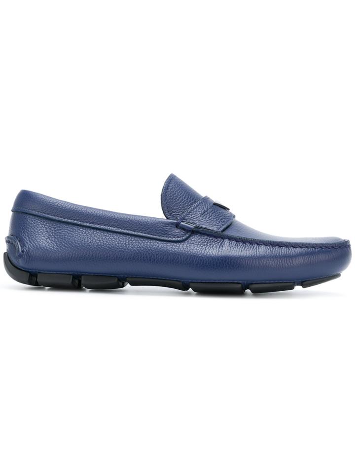 Prada Logo Slip-on Loafers - Blue