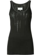 Maison Margiela Sheer Detail Tank Top, Women's, Size: S, Black, Cotton/polyester