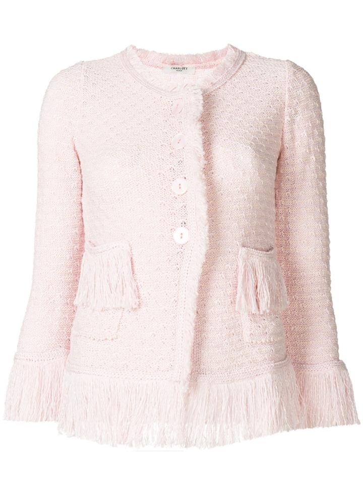 Charlott Fringe Knit Jacket - Pink & Purple