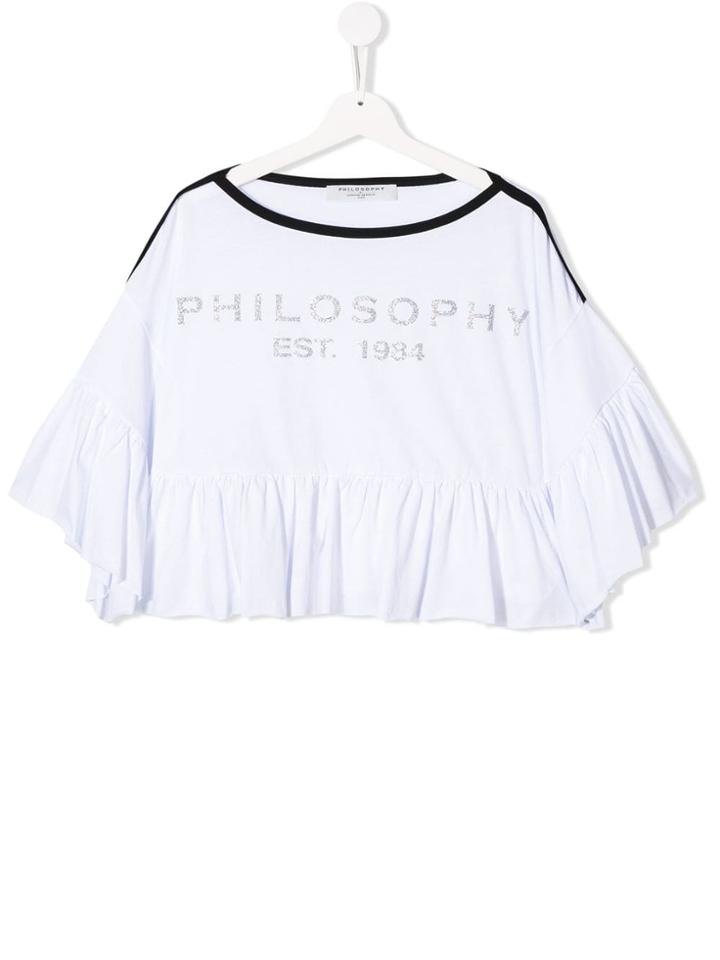 Philosophy Di Lorenzo Serafini Kids Teen Ruffled Hem Blouse - White