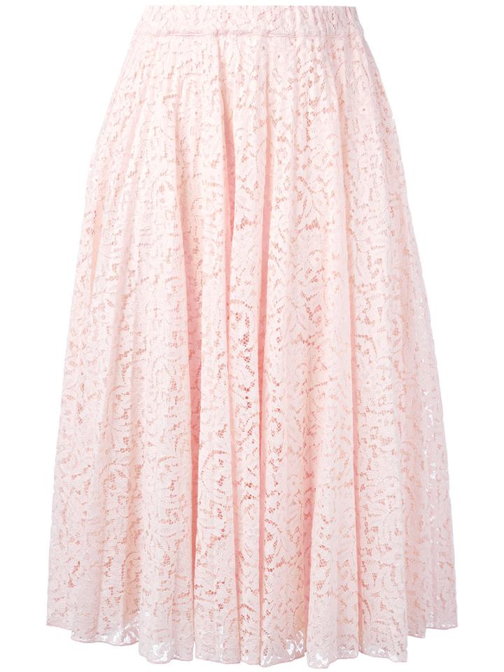 No21 Pleated Skirt, Women's, Size: 42, Pink/purple, Silk/cotton/polyamide/acetate