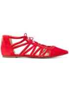 Michael Michael Kors Caged Pointed Ballerinas - Red