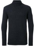 Factotum Waffle Knit Roll Neck Jumper, Men's, Size: 48, Black, Wool