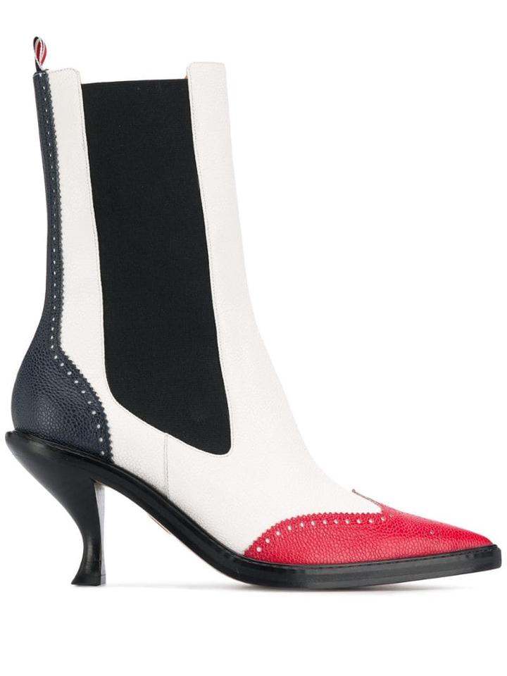 Thom Browne Brogued Wingtip Chelsea Boots - White