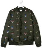 Armani Junior Embroidered Bomber Jacket - Green