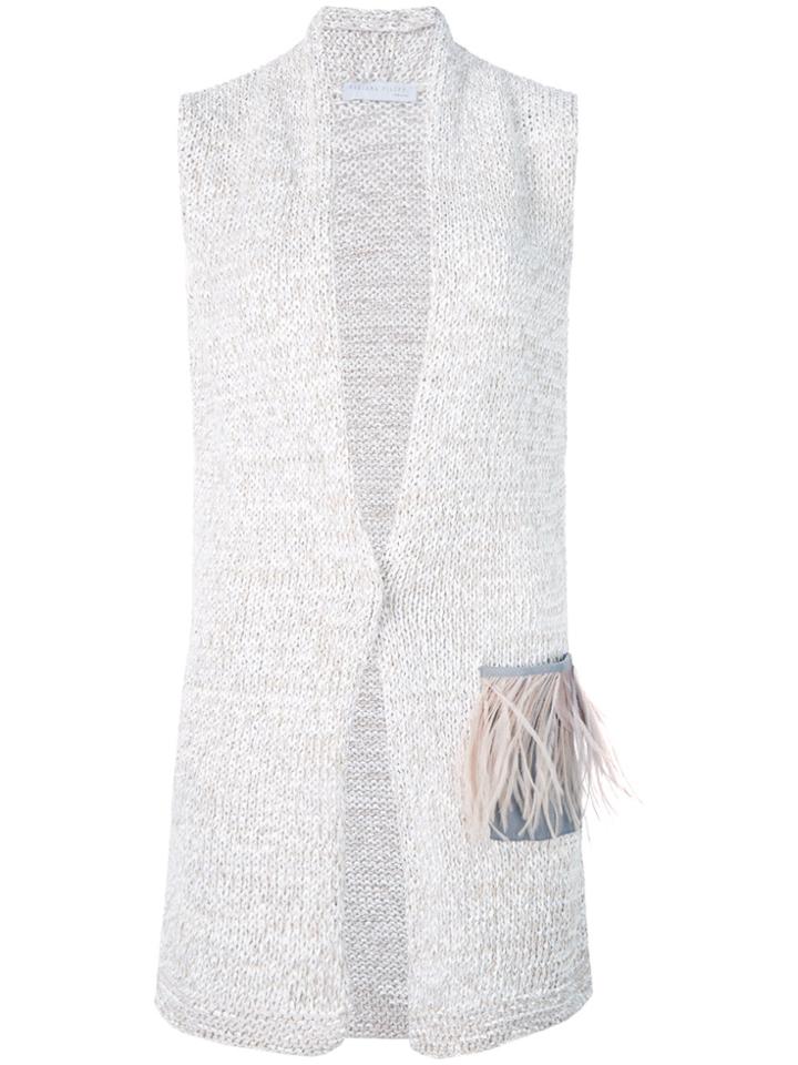 Fabiana Filippi Feather Pocket Cardigan - Nude & Neutrals