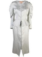 Brock Collection Fitted Striped Dress - White