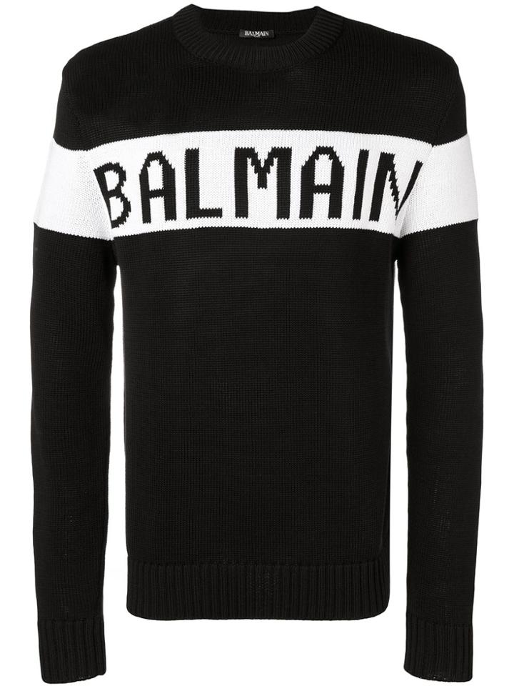 Balmain Intarsia-knit Jumper - Black