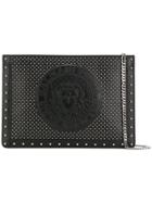 Balmain Medallion-embossed Studded Clutch - Black