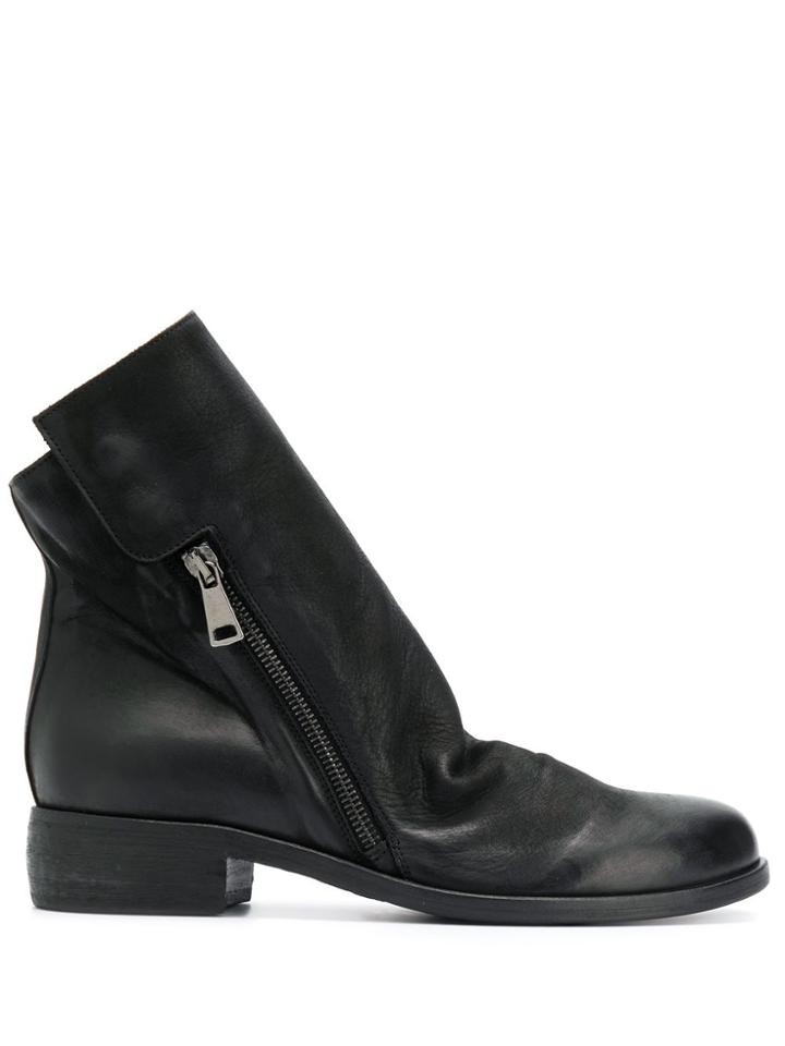 Strategia Double Zip Low Heel Boots - Black